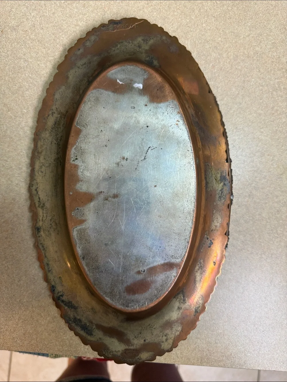 Sheffield Ornate Copper-Tone Grape Motif Handled Serving Basket